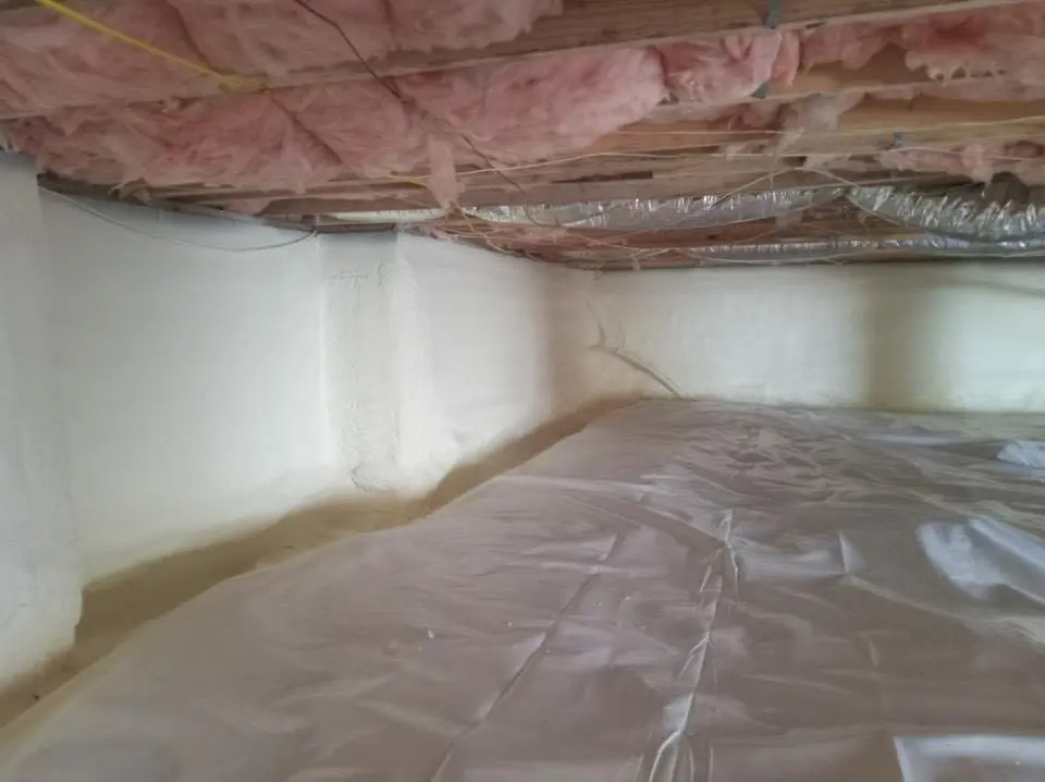 Crawl space encapsulation with closed-cell spray foam for Roof Waterproofing in Hanson